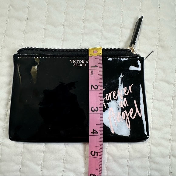 Victoria's Secret Black Pouch with Pink Text Cosmetic Bag - Picture 4 of 7